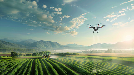 Obraz premium A drone flying over farmland