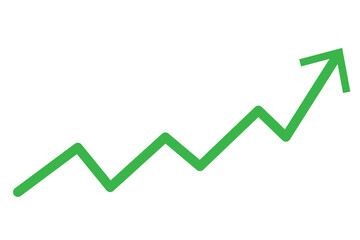 a green arrow trending up. green arrow graph going up finance business growth high top concept vector illustration. Bar graph.
