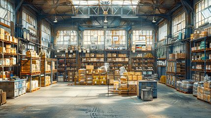 Vibrant Watercolor Ecommerce Warehouse: Efficient and Artistic Storage of Products