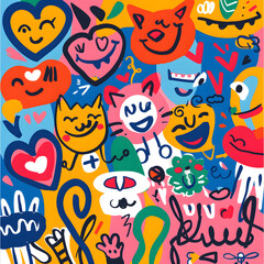 Obraz premium Valentine's Day cartoon cards. Generative AI Illustration