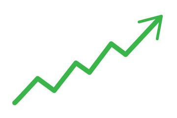 Green graph arrow icon. Growing business arrow. Upward stepping green arrow. Growth Bar green step to growth success Vector illustration.