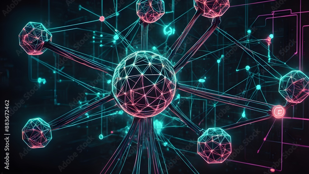 Wall mural a colorful image of a sphere with many smaller spheres surrounding it