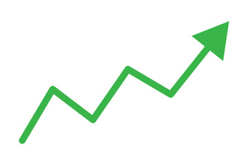 green arrow pointing up grow business financial profit graph. Vector illustration.