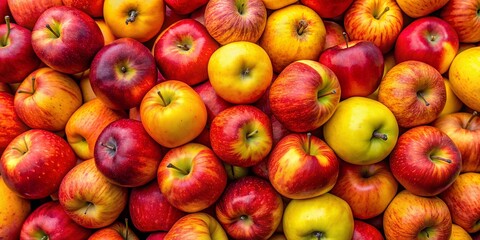 A Close-Up of a Pile of Red and Yellow Apples, Fruit, Apples, Produce, Autumn