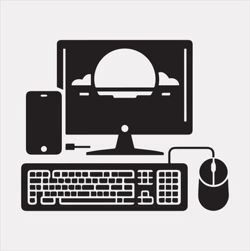 black computer setup with phone