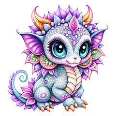 Fototapeta premium Adorable Baby Dragon PNG Picture for Kids isolated on a transparent background