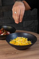Peruvian fettuccini whit grilled meat