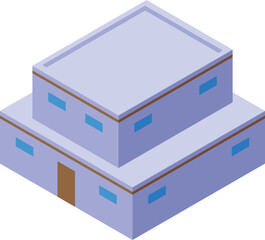 Modern multi level building standing on a white background, perfect for architectural plans and construction projects