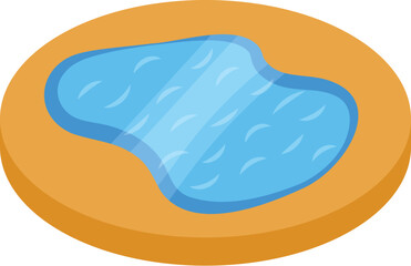 Isometric icon of a round swimming pool with blue water for relaxing during summer vacation