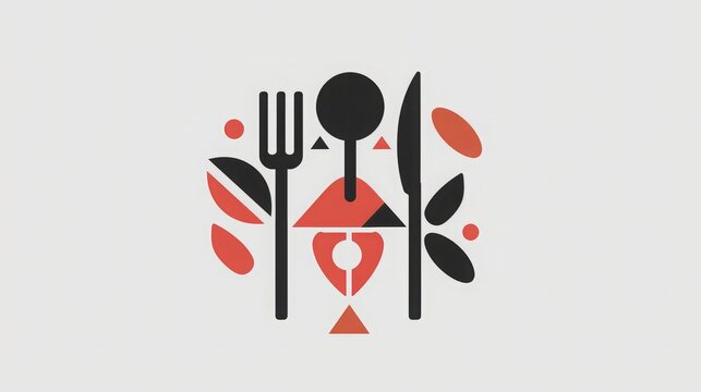 Modern Logo for Food Delivery, Incorporating Geometric Plates and Utensils, Symbolizing Quality and Speed