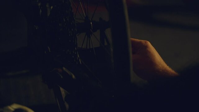 Para athlete calibrating the wheels on his bike