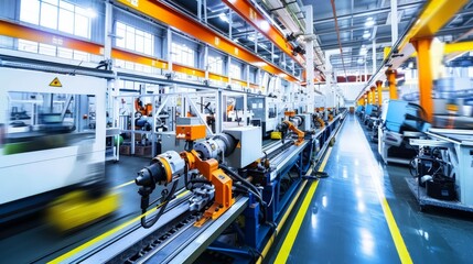 Fototapeta premium A high-tech manufacturing facility utilizing the Internet of Things (IoT) for seamless communication between machines