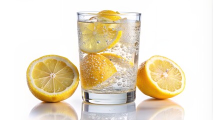Refreshing Lemon Soda in Glass, lemon, beverage, drink, summer