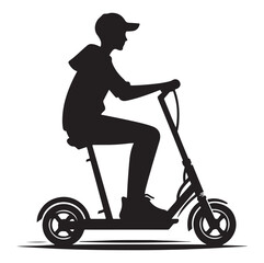 Minimal Two wheeled Kick scooter with Raider silhouette  vector