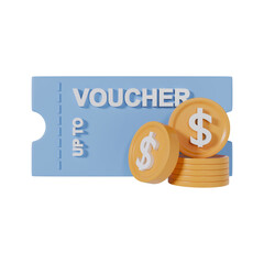 Dollar Coin Voucher Promotion 3d illustration