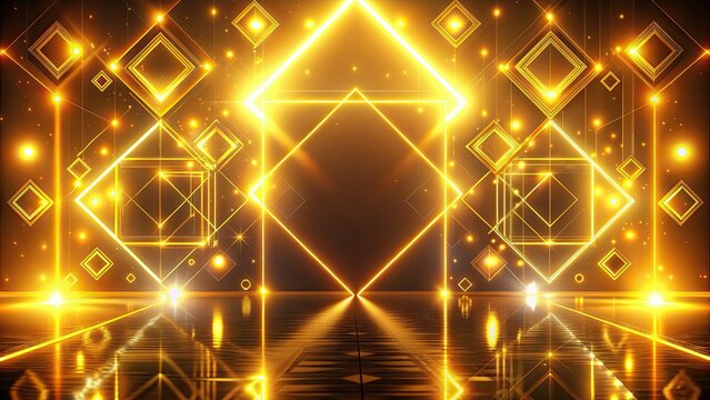 Abstract neon golden background with glowing lights and geometric shapes, neon, golden, abstract, background, glowing