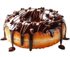 Donut's with chocolate glaze and nuts topping isolated on a transparent background for web, banner, wallpaper