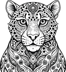 Obraz premium Black and white tiger coloring Page. Generative AI