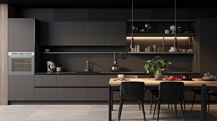 Modern large luxury dark gray kitchen furniture