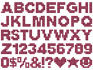 ラインストーン、文字、ワインレッド