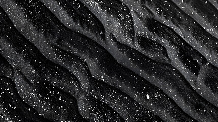 Black and white poster texture sand in the desert. Panaroma Sand texture. abstract texture line wave. Sand Waves Abstract Black and White background. Volcanic rock texture. Black salt. Black Sand.