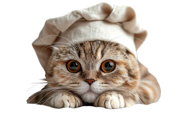 Cat chef isolated on a transparent background for web, banner, wallpaper