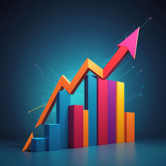 A graph with an upward arrow and vibrant, modern colors, representing progress with copy space