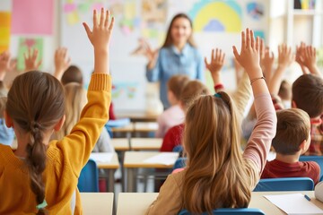 A teacher is standing in front of a classroom of students
