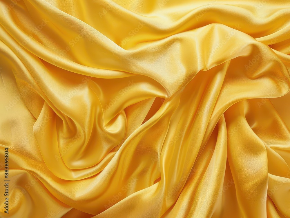 Poster luxurious yellow satin fabric draped in graceful folds creating a sumptuous backdrop with rich textu