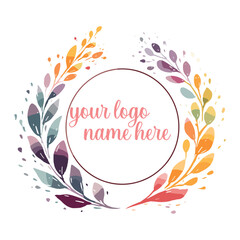 Watercolor logo template floral logo design