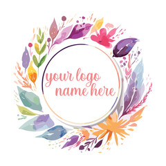 Watercolor logo template floral logo design