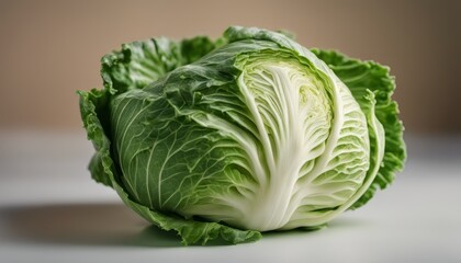 Fototapeta premium Fresh green cabbage and chopped part isolated