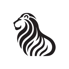 Minimalist lion logo on a white background