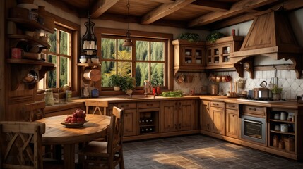 wood kitchen in cottage style