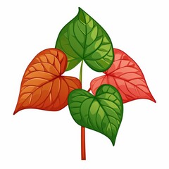 Obraz premium A leafy plant with three leaves, one of which is green