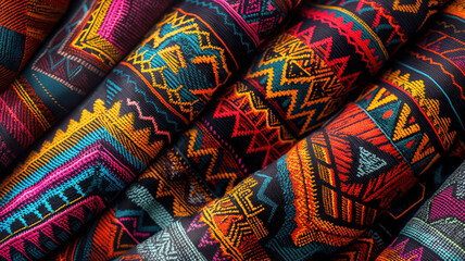 Colorful Fabric Rolls with Intricate Patterns