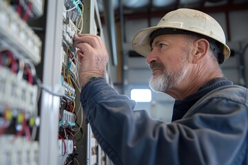 Electrician Working on a Panel