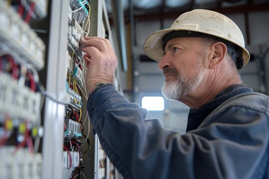 Electrician Working on a Panel
