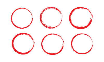 Red circle brush stroke vector isolated on white background. Red circle brush stroke. For stamp, seal, ink and paintbrush design template. Grunge hand
