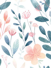 2D flower and leaf cards in various styles