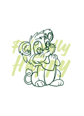 dog vector with text friendly and happy in transparent background

