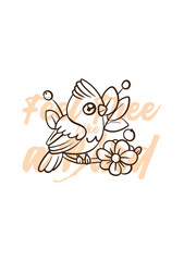 little bird vector with text feel free as a bird in transparent background