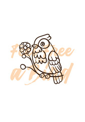 little bird vector with text feel free as a bird in transparent background