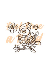 little bird vector with text feel free as a bird in transparent background