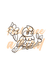 little bird vector with text feel free as a bird in transparent background