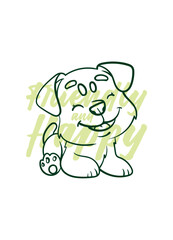 dog vector with text friendly and happy in transparent background
