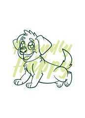 dog vector with text friendly and happy in transparent background
