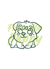 dog vector with text friendly and happy in transparent background
