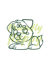 dog vector with text friendly and happy in transparent background
