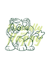 dog vector with text friendly and happy in transparent background
